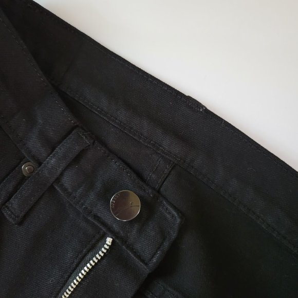 NOBODY Denim Belle High Rise Flare Crop Distressed Torn Jean, Black - Picture 12 of 15